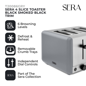 Tower Sera Grey 4 Slice Toaster